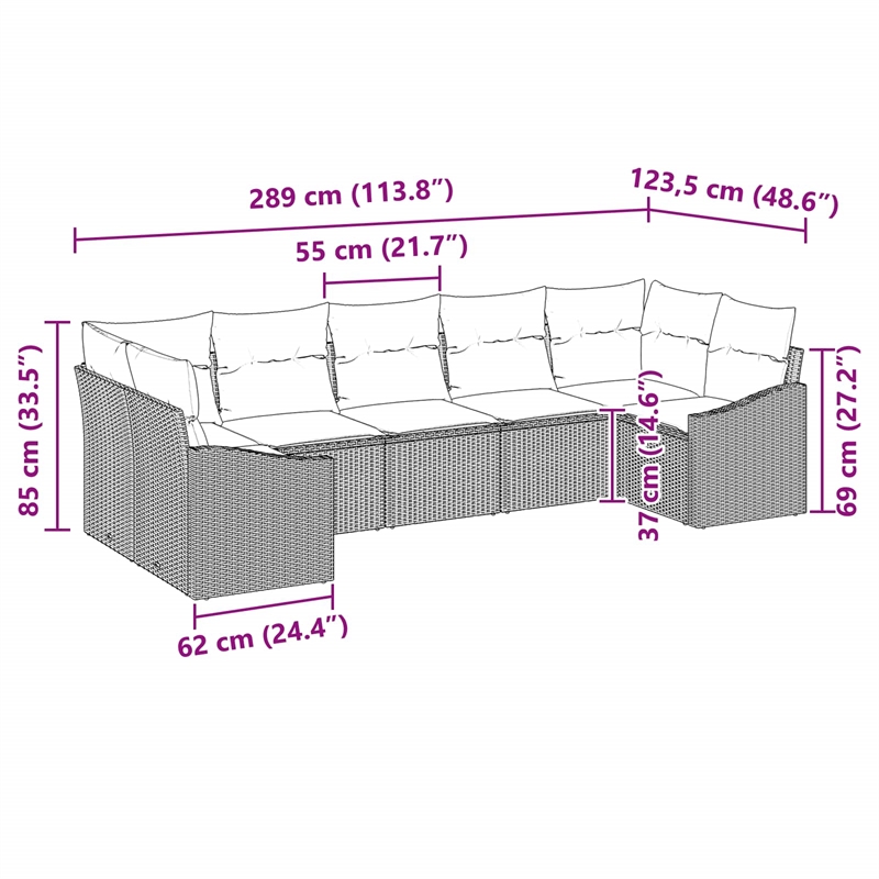 Afuera Living 7 Piece Black & Turquoise Poly Rattan Garden Sofa Set