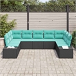 Afuera Living 9 Piece Black & Turquoise Poly Rattan Garden Sofa Set
