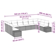 Afuera Living 10 Piece Black & Turquoise Poly Rattan Garden Sofa Set