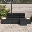 Afuera Living 4 Piece Black Poly Rattan Garden Sofa Set With Cushions