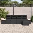 Afuera Living 6 Piece Black Poly Rattan Garden Sofa Set With Cushions