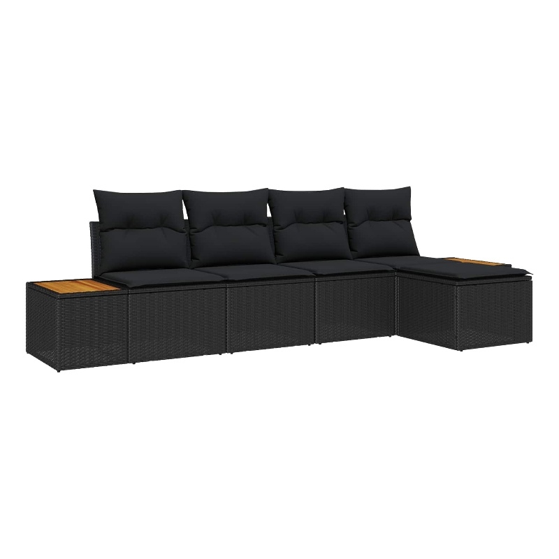 Afuera Living 6 Piece Black Poly Rattan Garden Sofa Set With Cushions