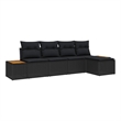Afuera Living 6 Piece Black Poly Rattan Garden Sofa Set With Cushions