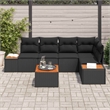 Afuera Living 6 Piece Black Poly Rattan Garden Sofa Set With Cushions