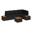 Afuera Living 6 Piece Black Poly Rattan Garden Sofa Set With Cushions