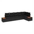 Afuera Living 6 Piece Black Poly Rattan Garden Sofa Set With Cushions