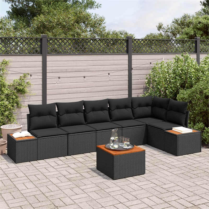 Afuera Living 6 Piece Black Poly Rattan Garden Sofa Set With Cushions