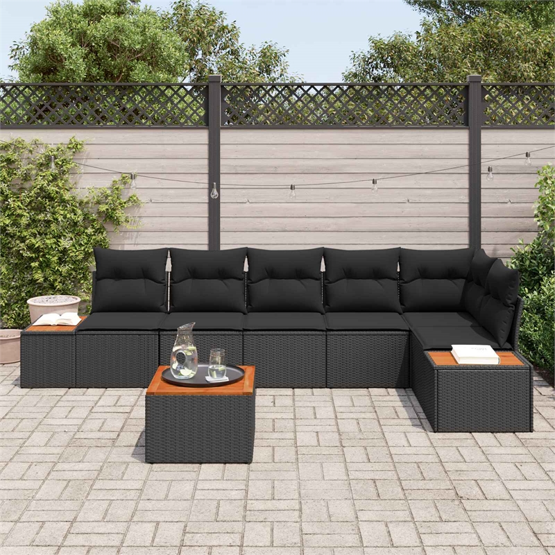Afuera Living 6 Piece Black Poly Rattan Garden Sofa Set With Cushions