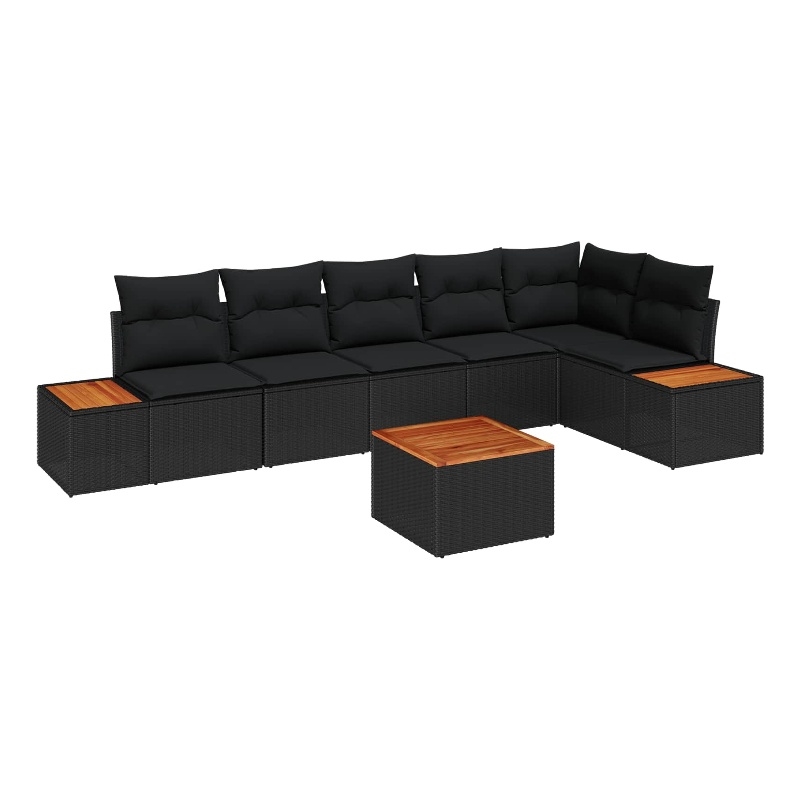 Afuera Living 6 Piece Black Poly Rattan Garden Sofa Set With Cushions