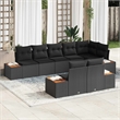 Afuera Living 8 Piece Black Poly Rattan Garden Sofa Set With Cushions