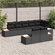 Afuera Living 8 Piece Black Poly Rattan Garden Sofa Set With Cushions