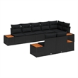 Afuera Living 8 Piece Black Poly Rattan Garden Sofa Set With Cushions
