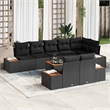 Afuera Living 8 Piece Black Poly Rattan Garden Sofa Set With Cushions