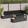 Afuera Living 8 Piece Black Poly Rattan Garden Sofa Set With Cushions