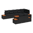 Afuera Living 8 Piece Black Poly Rattan Garden Sofa Set With Cushions