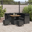 Afuera Living 8 Piece Poly Rattan & Powder-Coated Steel Garden Sofa Set in Black