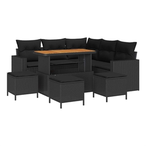 Afuera Living 10 Piece Black Poly Rattan Garden Sofa Set With Cushions