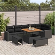 Afuera Living 11 Piece Black Poly Rattan Garden Sofa Set With Cushions