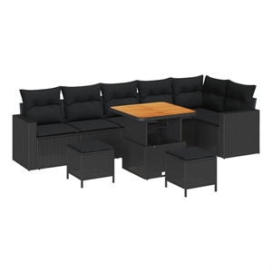 Afuera Living 11 Piece Black Poly Rattan Garden Sofa Set With Cushions