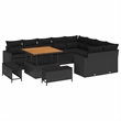 Afuera Living 13 Piece Black Poly Rattan Garden Sofa Set With Cushions