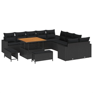 Afuera Living 17 Piece Poly Rattan Garden Sofa Set With Cushions in Black