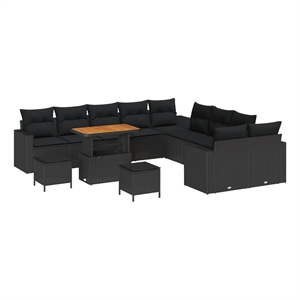 Afuera Living 17 Piece Poly Rattan Garden Sofa Set With Cushions in Black