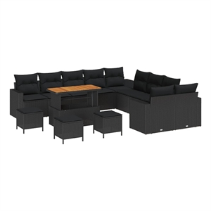 Afuera Living 18 Piece Poly Rattan Garden Sofa Set With Cushions in Black
