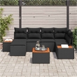 Afuera Living 7 Piece Black Poly Rattan Garden Sofa Set With Cushions