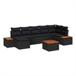 Afuera Living 8 Piece Black Poly Rattan Garden Sofa Set With Cushions