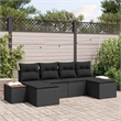 Afuera Living 6 Piece Black Poly Rattan Garden Sofa Set With Cushions