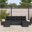 Afuera Living 6 Piece Black Poly Rattan Garden Sofa Set With Cushions