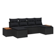 Afuera Living 6 Piece Black Poly Rattan Garden Sofa Set With Cushions