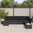 Afuera Living 9 Piece Black Poly Rattan Garden Sofa Set With Cushions