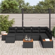 Afuera Living 9 Piece Black Poly Rattan Garden Sofa Set With Cushions