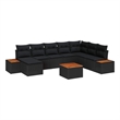 Afuera Living 9 Piece Black Poly Rattan Garden Sofa Set With Cushions