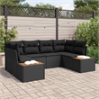 Afuera Living 6 Piece Black Poly Rattan Garden Sofa Set With Cushions