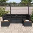 Afuera Living 6 Piece Black Poly Rattan Garden Sofa Set With Cushions
