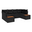 Afuera Living 6 Piece Black Poly Rattan Garden Sofa Set With Cushions