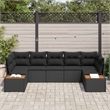 Afuera Living 7 Piece Black Poly Rattan Garden Sofa Set With Cushions