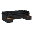 Afuera Living 7 Piece Black Poly Rattan Garden Sofa Set With Cushions