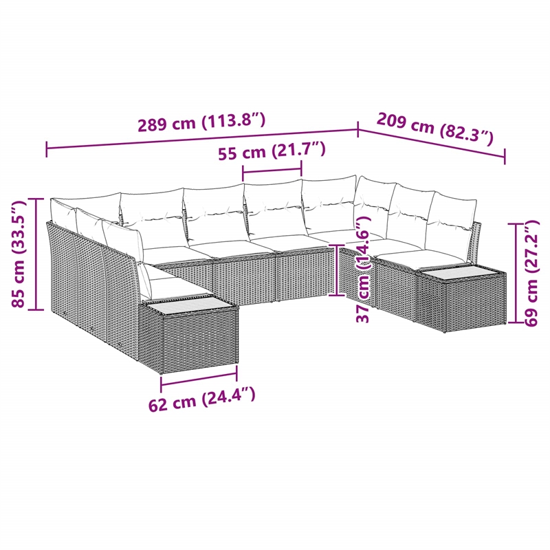 Afuera Living 5 Piece Black Poly Rattan Garden Sofa Set With Cushions