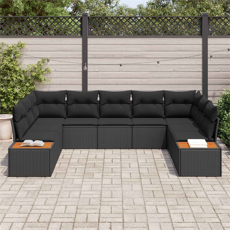 Afuera Living 5 Piece Black Poly Rattan Garden Sofa Set With Cushions