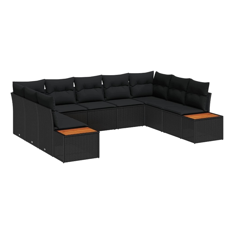 Afuera Living 5 Piece Black Poly Rattan Garden Sofa Set With Cushions