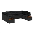 Afuera Living 5 Piece Black Poly Rattan Garden Sofa Set With Cushions