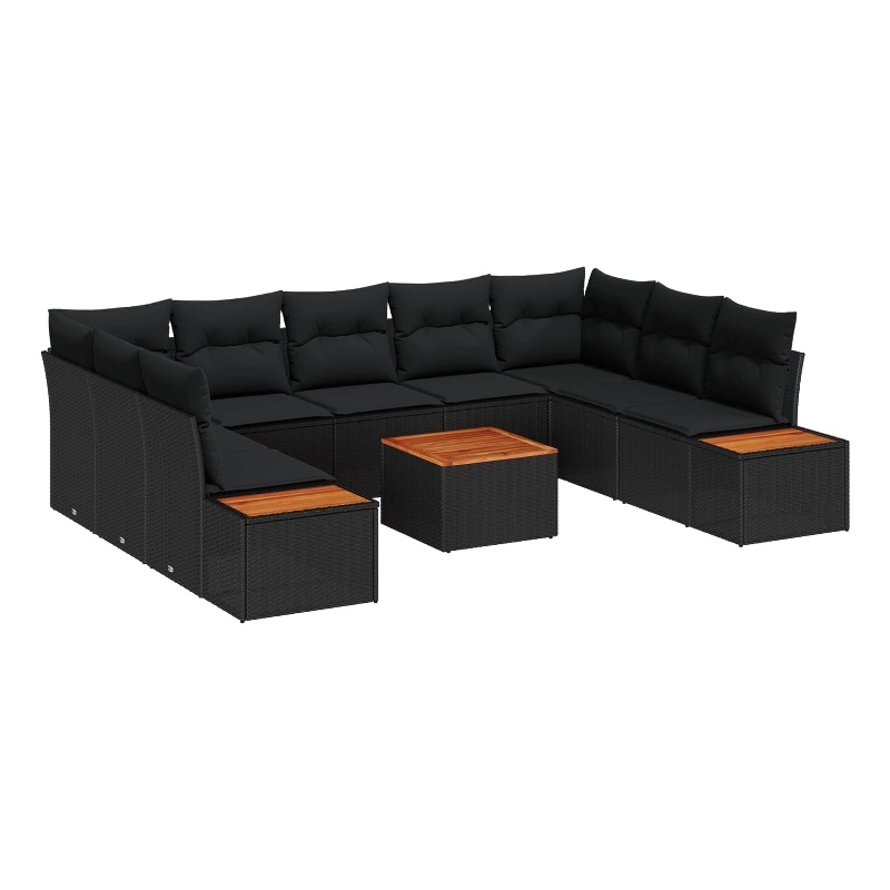Afuera Living 5 Piece Black Poly Rattan Garden Sofa Set With Cushions