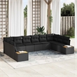Afuera Living 10 Piece Black Poly Rattan Garden Sofa Set With Cushions