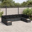 Afuera Living 10 Piece Black Poly Rattan Garden Sofa Set With Cushions