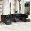 Afuera Living 10 Piece Black Poly Rattan Garden Sofa Set With Cushions