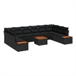 Afuera Living 10 Piece Black Poly Rattan Garden Sofa Set With Cushions
