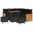 Afuera Living 8 Piece Poly Rattan & Powder-Coated Steel Garden Sofa Set in Black